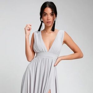 Lulus Heavenly Hues Light Grey Maxi Dress